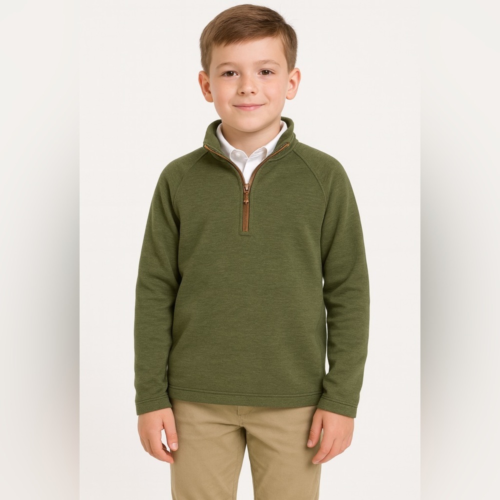 LA1. Brown Bowen and Company Forest Green Boy’s Half-Zip Pullover Sweater